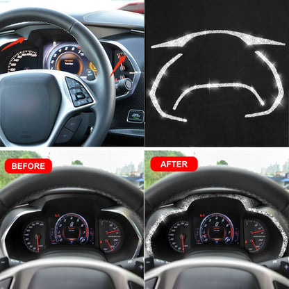 For Chevrolet Corvette C7 2014-2019 4 in 1 Car Dashboard Frame Diamond Decorative Sticker, Left Drive, 4 in 1 Dashboard Frame
