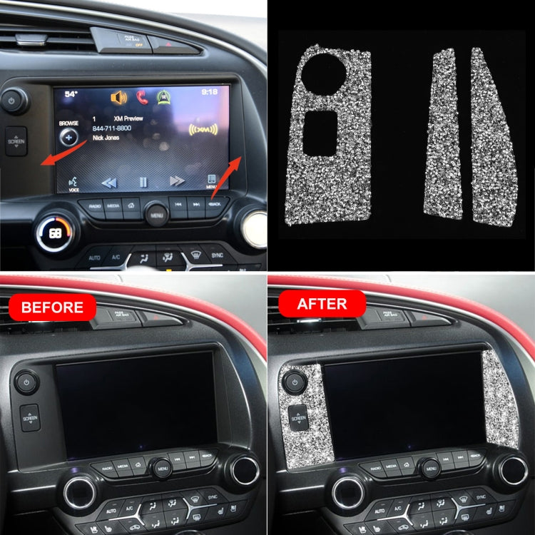 For Chevrolet Corvette C7 2014-2019 3 in 1 Car Navigate Panel Diamond Decorative Sticker, Left Drive, 3 in 1 Navigate Panel