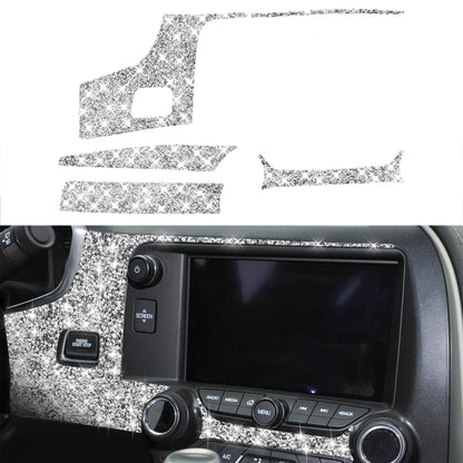 For Chevrolet Corvette C7 2014-2019 4 in 1 Car Central Control Panel Diamond Decorative Sticker, Left Drive, 4 in 1 Central Control Panel