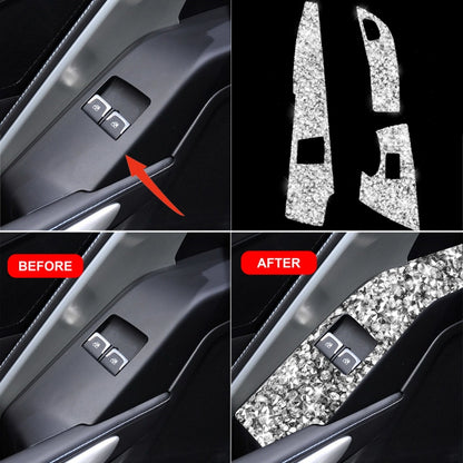 For Chevrolet Corvette C7 2014-2019 Car Door Button Panel Diamond Decorative Sticker, Left Drive, Door Button Panel
