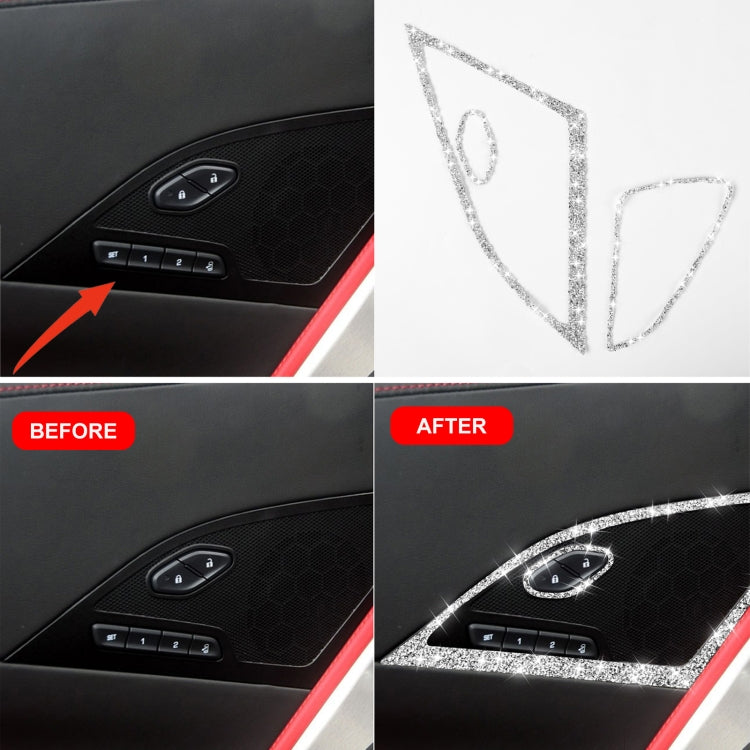 For Chevrolet Corvette C7 2014-2019 Car Door Speaker Frame Diamond Decorative Sticker, Left Drive, Door Speaker Frame