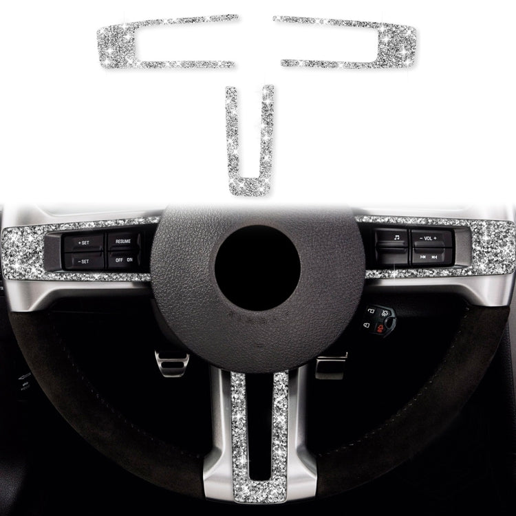 3 in 1 Car Steering Wheel Diamond Decoration Sticker, Left Hand Drive, Steering Wheel