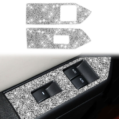 3pcs Car Window Glass Lifter Panel Diamond Decoration Sticker, Left Hand Drive, Window Glass Lifter Panel