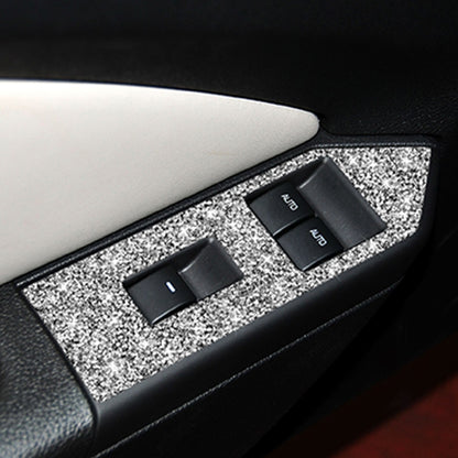3pcs Car Window Glass Lifter Panel Diamond Decoration Sticker, Left Hand Drive, Window Glass Lifter Panel
