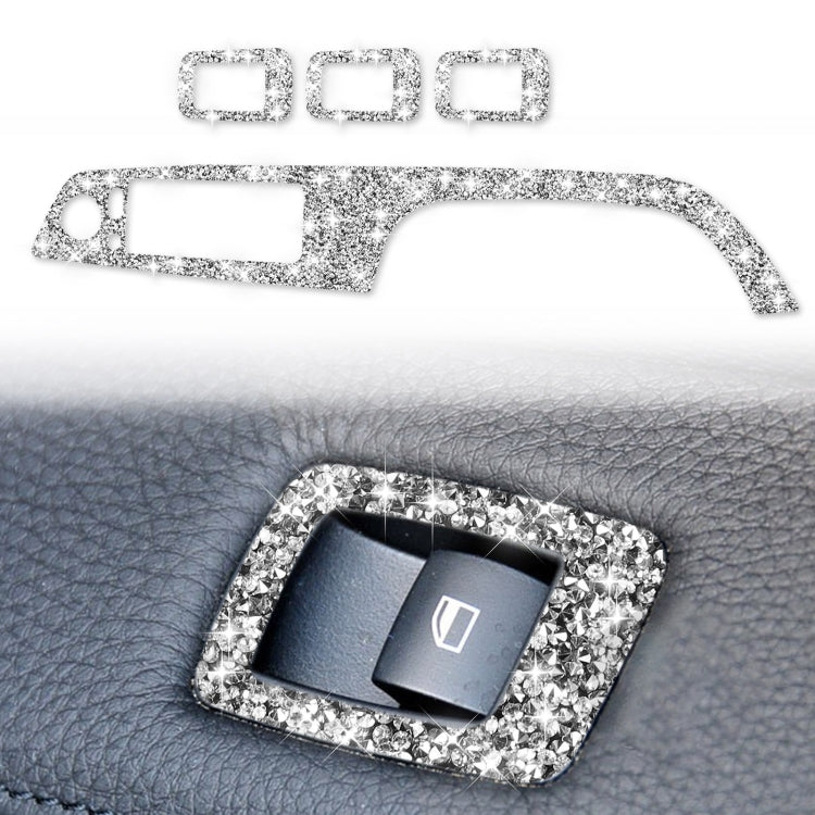 For BMW 3 Series E90 / 320i / 325i 2005-2012 Car Window Lift Panel with Folding Key 37.8cm Diamond Decorative Sticker, Left Drive, Window Lift Panel with Folding Key 37.8cm