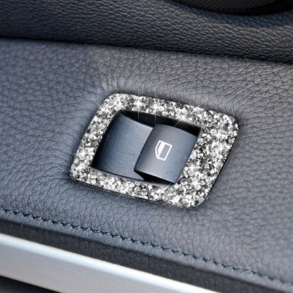 For BMW 3 Series E90 / 320i / 325i 2005-2012 Car Window Lift Panel 35.8cm Diamond Decorative Sticker, Left Drive, Window Lift Panel 35.8cm