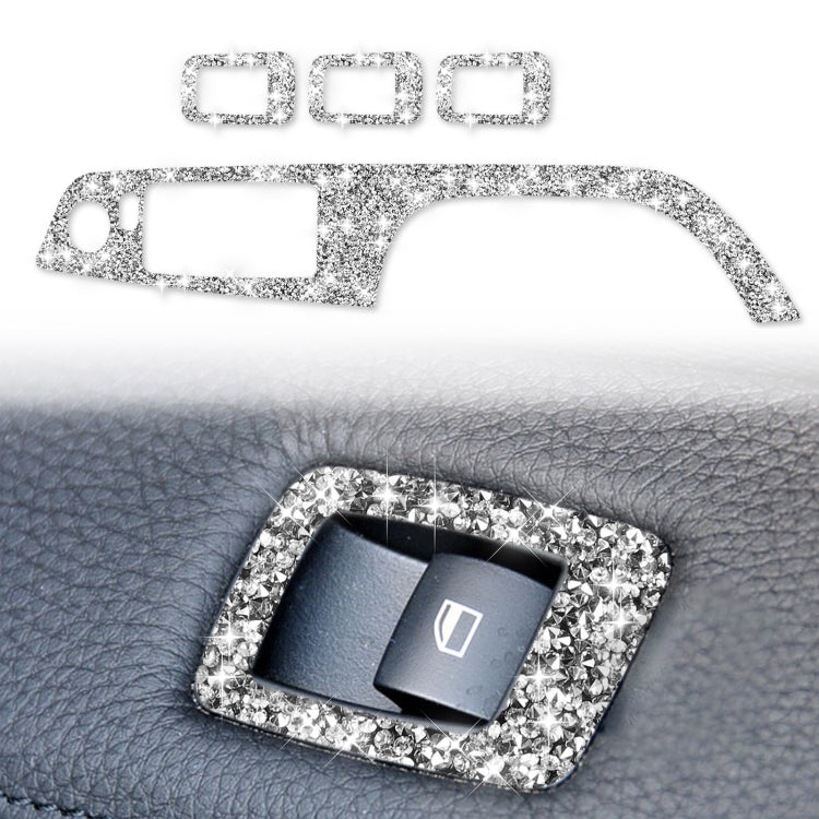 For BMW 3 Series E90 / 320i / 325i 2005-2012 Car Window Lift Panel 37.8cm Diamond Decorative Sticker, Left Drive, Window Lift Panel 37.8cm
