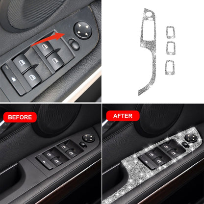 For BMW 3 Series E90 / 320i / 325i 2005-2012 Car Window Lift Panel 37.8cm Diamond Decorative Sticker, Left Drive, Window Lift Panel 37.8cm