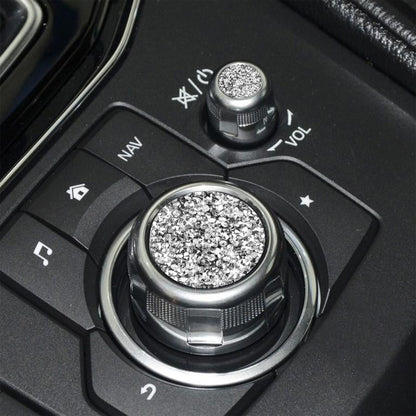 For Mazda3/6/CX-9/CX-5 Car Multimedia Button Diamond Decorative Sticker,Left and Right Drive Universal, Car Multimedia Button