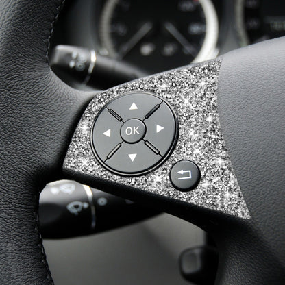 For Mercedes-Benz C-class W204 2007-2010 Car Steering Wheel Buttons Diamond Decorative Sticker, Left and Right Drive, Steering Wheel Buttons