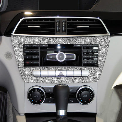 For Mercedes-Benz C-class W204 2011-2013 Car Central Control CD Panel Diamond Decorative Sticker, Left and Right Drive, Central Control CD Panel