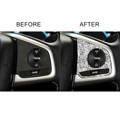 For Honda Civic 2016-2019 Car Steering Wheel Buttons High Configuration Diamond Decorative Sticker, Left and Right Drive, Steering Wheel Buttons High Configuration