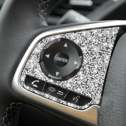 For Honda Civic 2016-2019 Car Steering Wheel Buttons Low Configuration Diamond Decorative Sticker, Left and Right Drive, Steering Wheel Buttons Low Configuration
