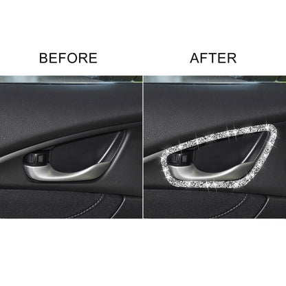 For Honda Civic 2016-2019 Car Inside Door Bowl Frame Diamond Decorative Sticker, Left and Right Drive, Inside Door Bowl Frame