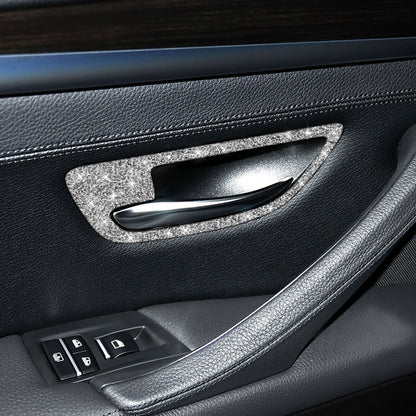 For BMW F10 5 Series 2011-2017 Car Door Handle Frame Diamond Decorative Sticker, Left and Right Drive, Door Handle Frame
