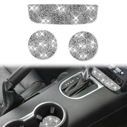Car Water Cup Holder Upper + Base Diamond Decoration Sticker, Left and Right Drive, Water Cup Holder Upper + Base