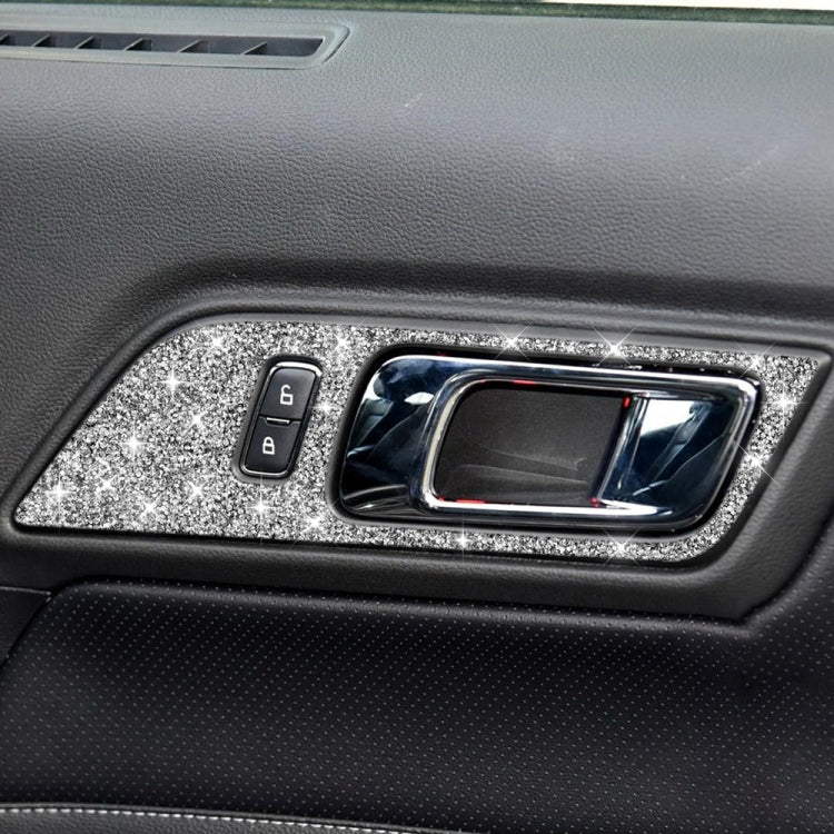 2pcs Car Door Inner Handle Panel Diamond Decoration Sticker, Left Drive, 2pcs Door Inner Handle Panel