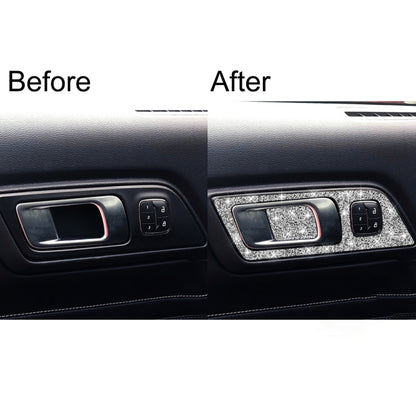 4pcs Car Door Inner Handle Panel Diamond Decoration Sticker, Left Drive, Door Inner Handle Panel, Left Drive
