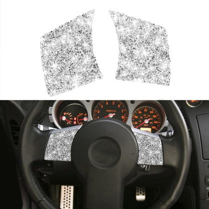 For Nissan 350Z 2003-2009 2pcs Car Steering Wheel Button Frame B Diamond Sticker,Left and Right Drive Universal, Car Steering Wheel Button Frame B