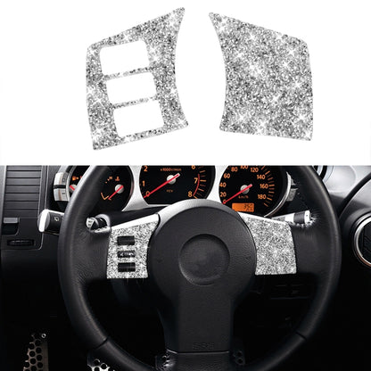 For Nissan 350Z 2003-2009 2pcs Car Steering Wheel Button Frame C Diamond Sticker,Left and Right Drive Universal, Car Steering Wheel Button Frame C
