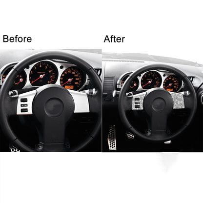 For Nissan 350Z 2003-2009 2pcs Car Steering Wheel Button Frame C Diamond Sticker,Left and Right Drive Universal, Car Steering Wheel Button Frame C