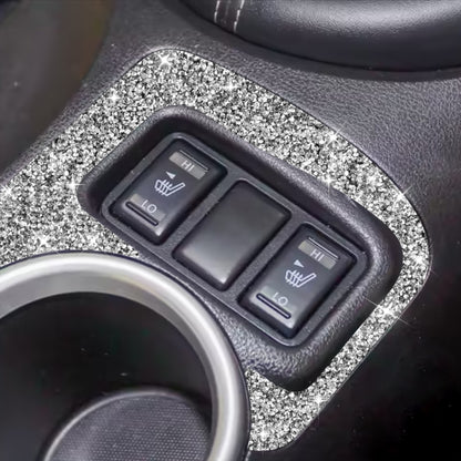 Car Central Control Heating Button Outer Frame Diamond Decoration Sticker, Left and Right Drive, Central Control Heating Button Outer Frame