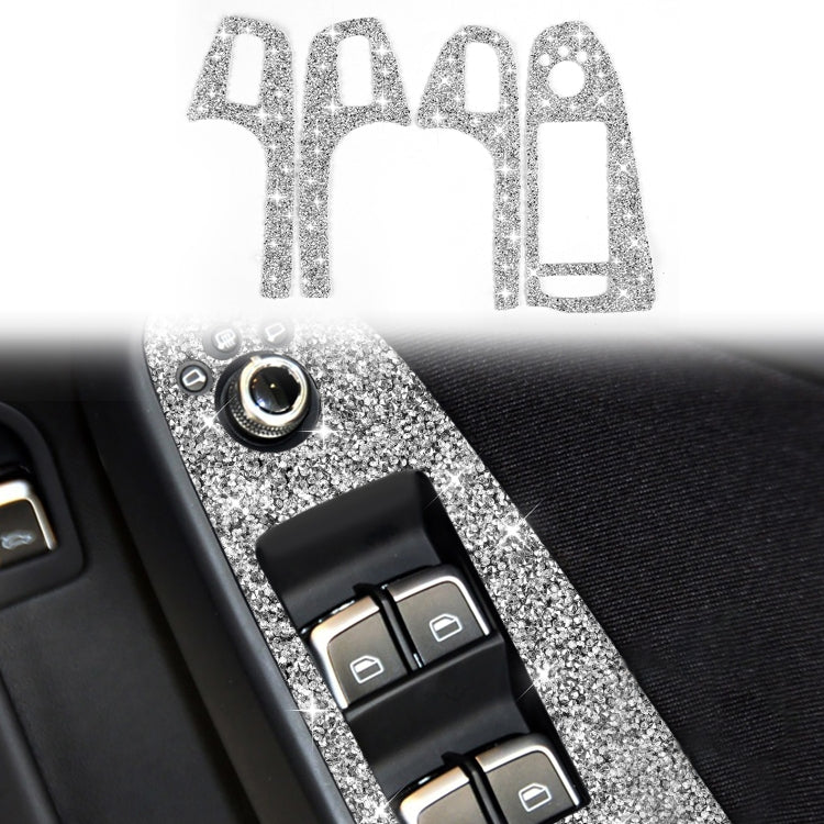 For Audi A4 / A5 / Q5 Car Door Lift Control Panel Diamond Decoration Sticker, Left Drive Low Configured, Right Drive Low Configured