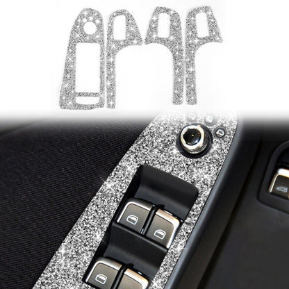 For Audi A4 / A5 / Q5 Car Door Lift Control Panel Diamond Decoration Sticker, Left Drive Low Configured, Right Drive Low Configured