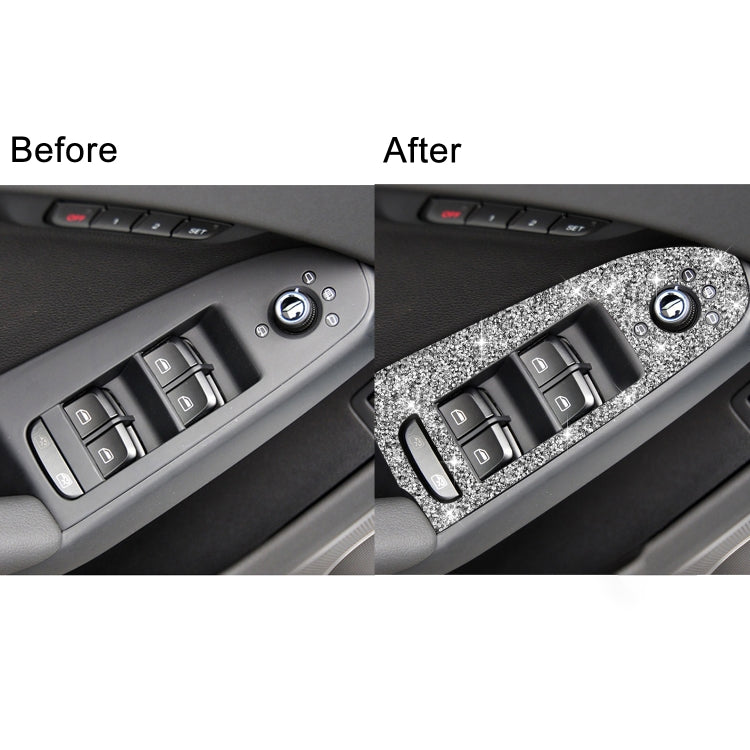For Audi A4 / A5 / Q5 Car Door Lift Control Panel Diamond Decoration Sticker, Left Drive High Configured, Right Drive High Configured