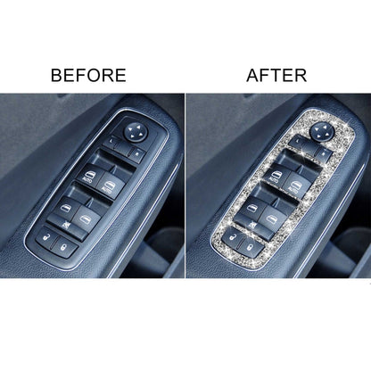For Dodge Charger 2011-2014 5pcs/Set Car Window Lift Button Diamond Decorative Sticker, Left-hand Drive, Window Lift Button