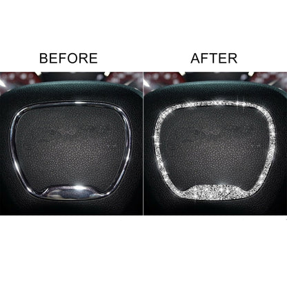 For Dodge Challenger 2015-2021 Car Steering Wheel Diamond Decorative Sticker, Left and Right Drive, Steering Wheel