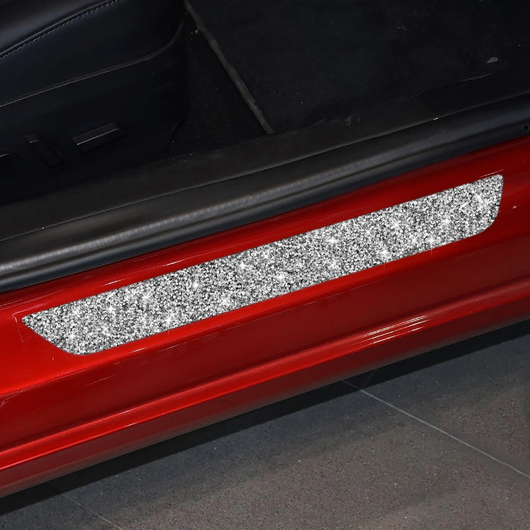 For Tesla Model 3 Car Rear Door Sill Strip Diamond Sticker,Left and Right Drive Universal, Rear Door Sill Strip