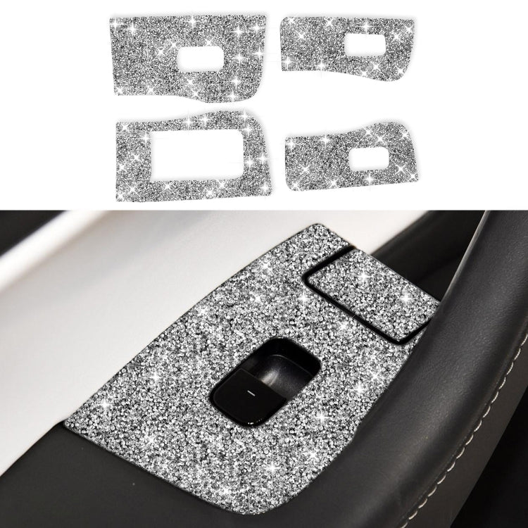 For Tesla Model 3 Car Window Raising Button Diamond Sticker, Left Drive, Car Window Raising Button, Left Drive