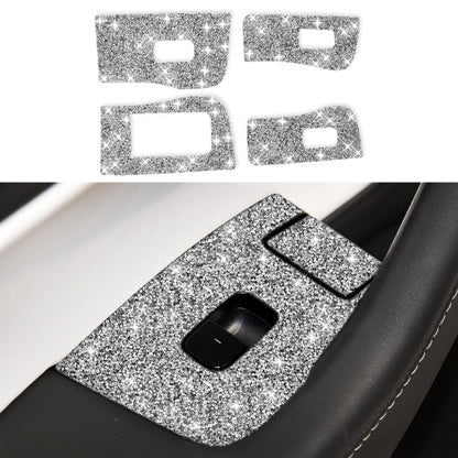 For Tesla Model 3 Car Window Raising Button Diamond Sticker, Left Drive, Car Window Raising Button, Left Drive