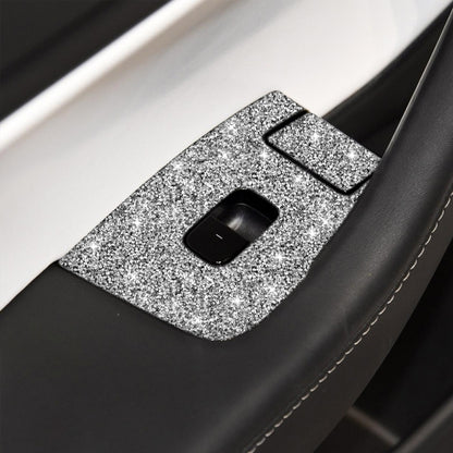 For Tesla Model 3 Car Window Raising Button Diamond Sticker, Left Drive, Car Window Raising Button, Left Drive