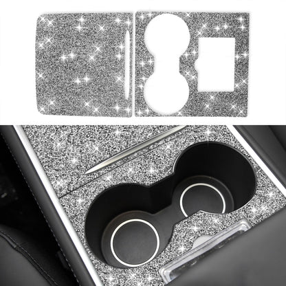 For Tesla Model 3 Car Center Control Panel with Hole Diamond Sticker,Left and Right Drive Universal, Car Center Control Panel