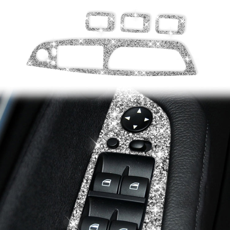 For BMW X5 E70 2008-2013 / X6 E71 2009-2014 Car Window Lift Panel Diamond Decoration Sticker, Lift Panel High Configuration Right Drive, Lift Panel High Configuration Left Drive