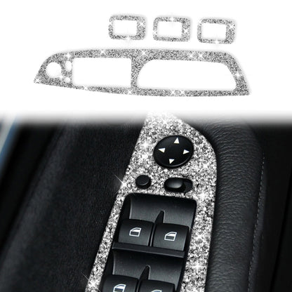 For BMW X5 E70 2008-2013 / X6 E71 2009-2014 Car Window Lift Panel Diamond Decoration Sticker, Lift Panel High Configuration Right Drive, Lift Panel High Configuration Left Drive