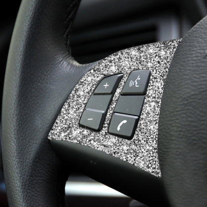For BMW X5 E70 2008-2013 2pcs Car Steering Wheel Buttons Diamond Decoration Sticker, Steering Wheel Buttons