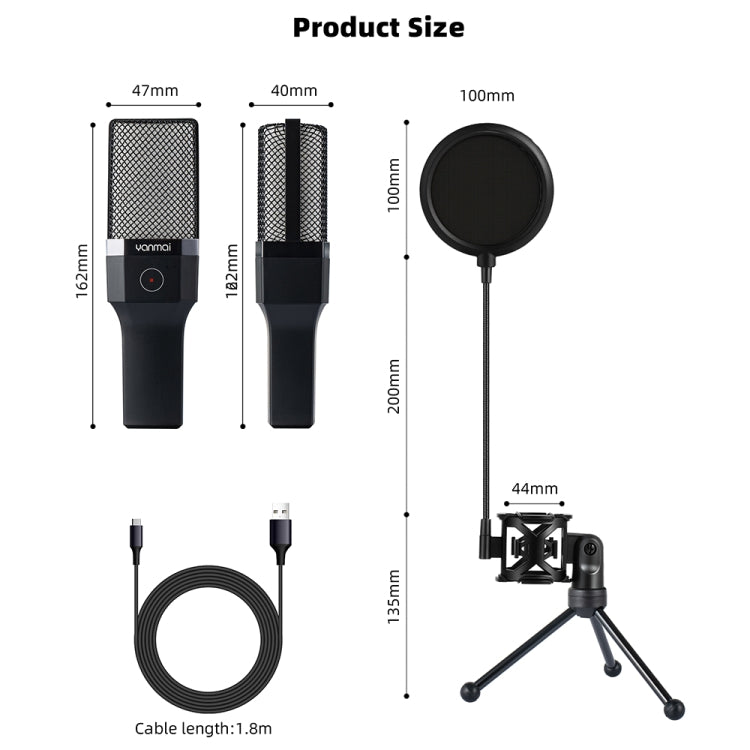 Yanmai X1R E-Sports Gaming Desktop Microphone with RGB Light & Blowout Net, X1R