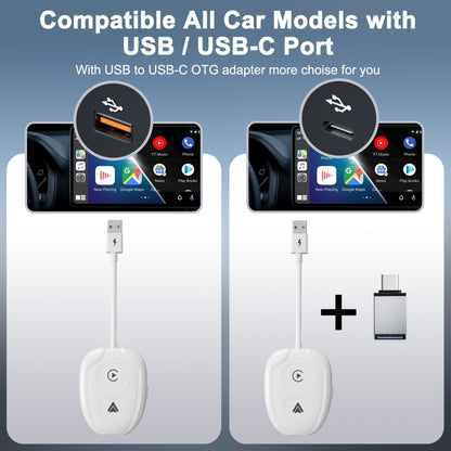 THT-020-9-1 USB + USB-C / Type-C Wired to Wireless Carplay / Android Auto Adapter, THT-020-9-1