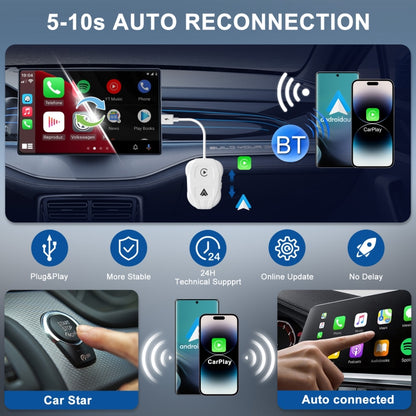 THT-020-9 USB + USB-C / Type-C Wired to Wireless Carplay / Android Auto Adapter, THT-020-9