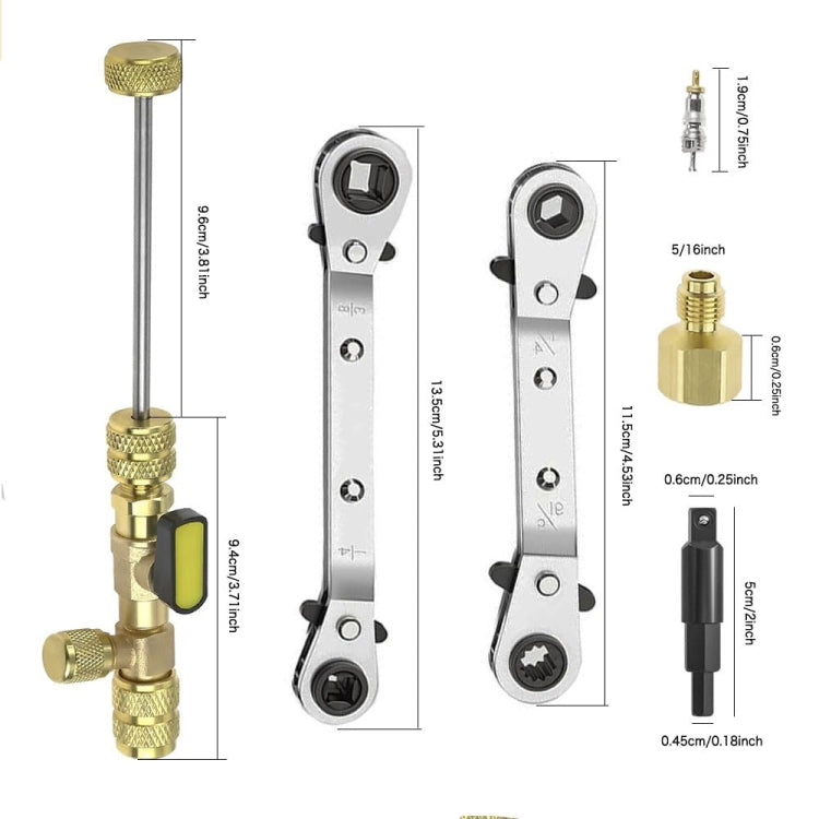 15pcs / Set Air Conditioning Valve Core Disassembly Tool with Rrepair Wrench & Valve Core, CP-4340