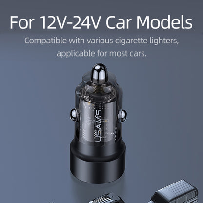 USAMS US-CC208 C39 60W USB + Type-C Dual Port Fast Charging Aluminum Alloy Transparent Car Charger, CC208 C39