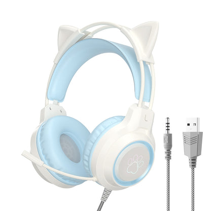 G35 Cute Cat RGB Head-mounted Wired Gaming Earphone