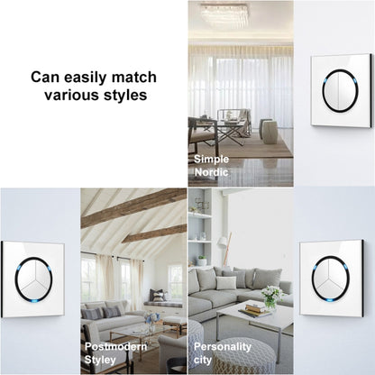 86mm Round LED Tempered Glass Switch Panel, White Round Glass, One Open Dual Control, Two Open Dual Control, Three Billing Control, Three Open Dual Control, Four Billing Control, Four Open Dual Control, One Open Multiple Control, Telephone Socket