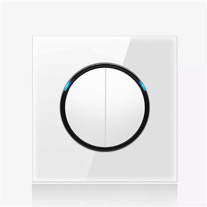 86mm Round LED Tempered Glass Switch Panel, White Round Glass, One Open Dual Control, Two Open Dual Control, Three Billing Control, Three Open Dual Control, Four Billing Control, Four Open Dual Control, One Open Multiple Control, Telephone Socket