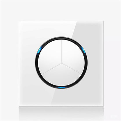 86mm Round LED Tempered Glass Switch Panel, White Round Glass, One Open Dual Control, Two Open Dual Control, Three Billing Control, Three Open Dual Control, Four Billing Control, Four Open Dual Control, One Open Multiple Control, Telephone Socket