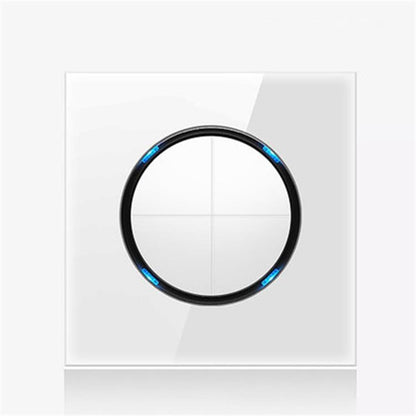 86mm Round LED Tempered Glass Switch Panel, White Round Glass, One Open Dual Control, Two Open Dual Control, Three Billing Control, Three Open Dual Control, Four Billing Control, Four Open Dual Control, One Open Multiple Control, Telephone Socket