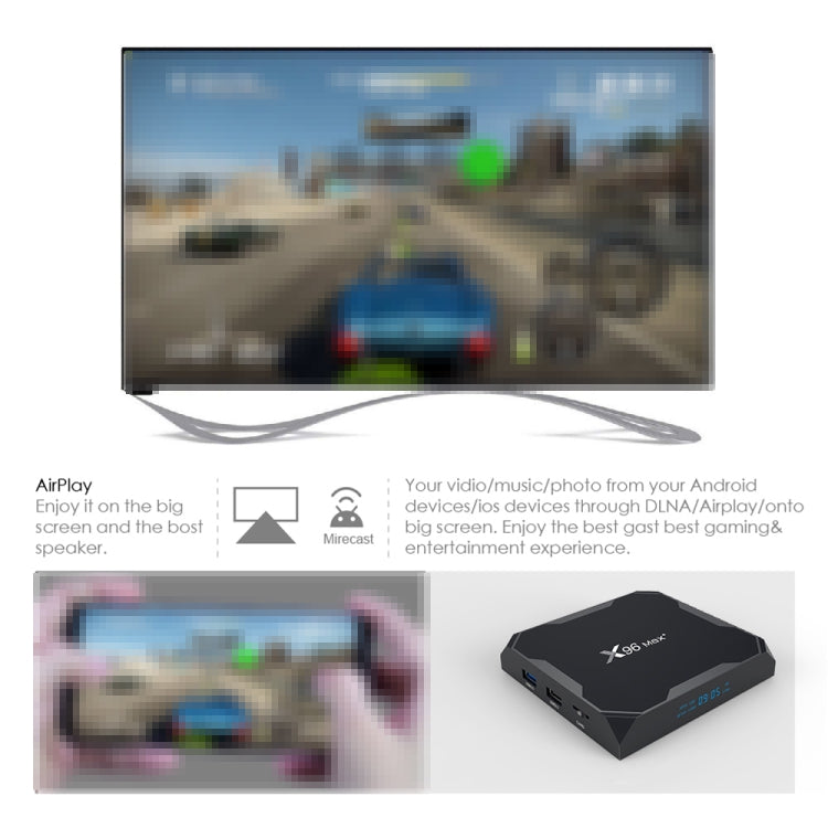X96 max+ 4K Smart TV Box, Android 9.0, Amlogic S905X3 Quad-Core Cortex-A55,4GB+64GB, Support LAN, AV, 2.4G/5G WiFi, USBx2,TF Card,, EU Plug, US Plug, UK Plug, AU Plug